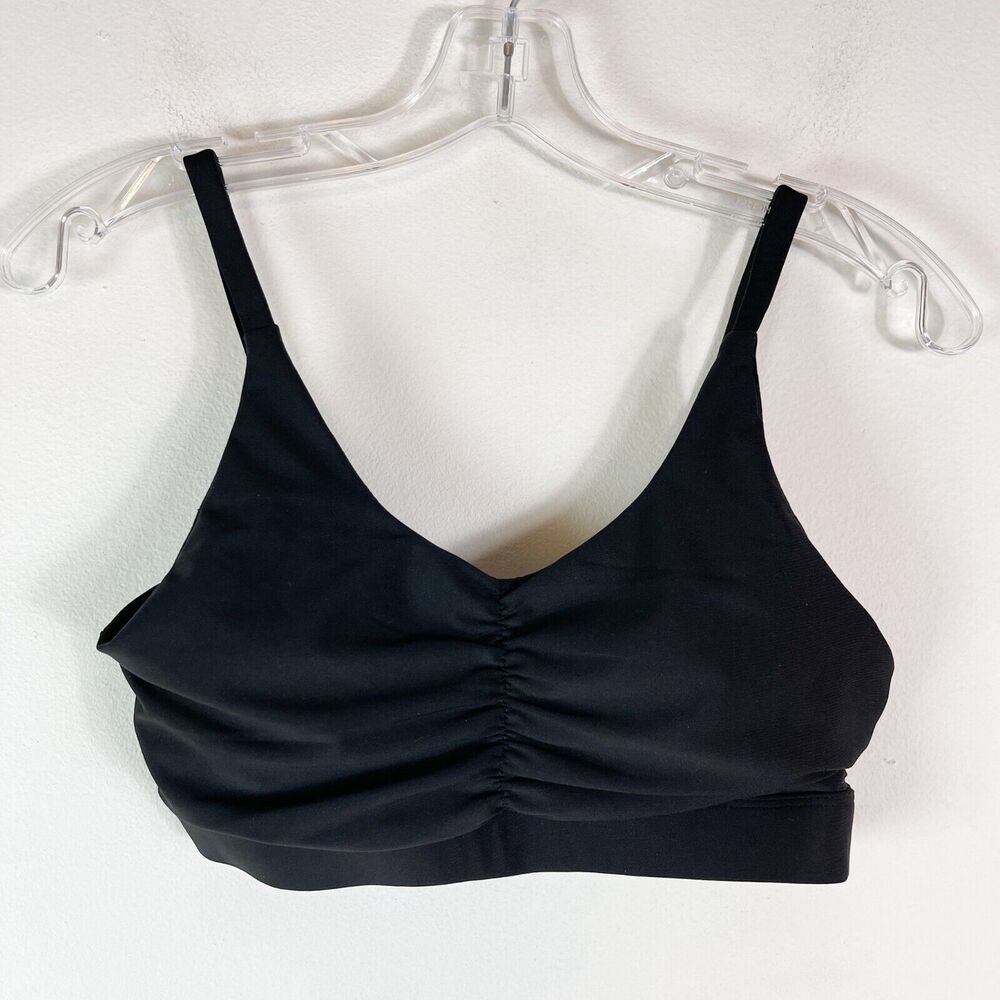 Pro-Fit Activewear NWOT Black V-Neck Ruched Front Bralette Size M